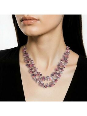 NWT Purple Flowers and Leaves Necklace Pink